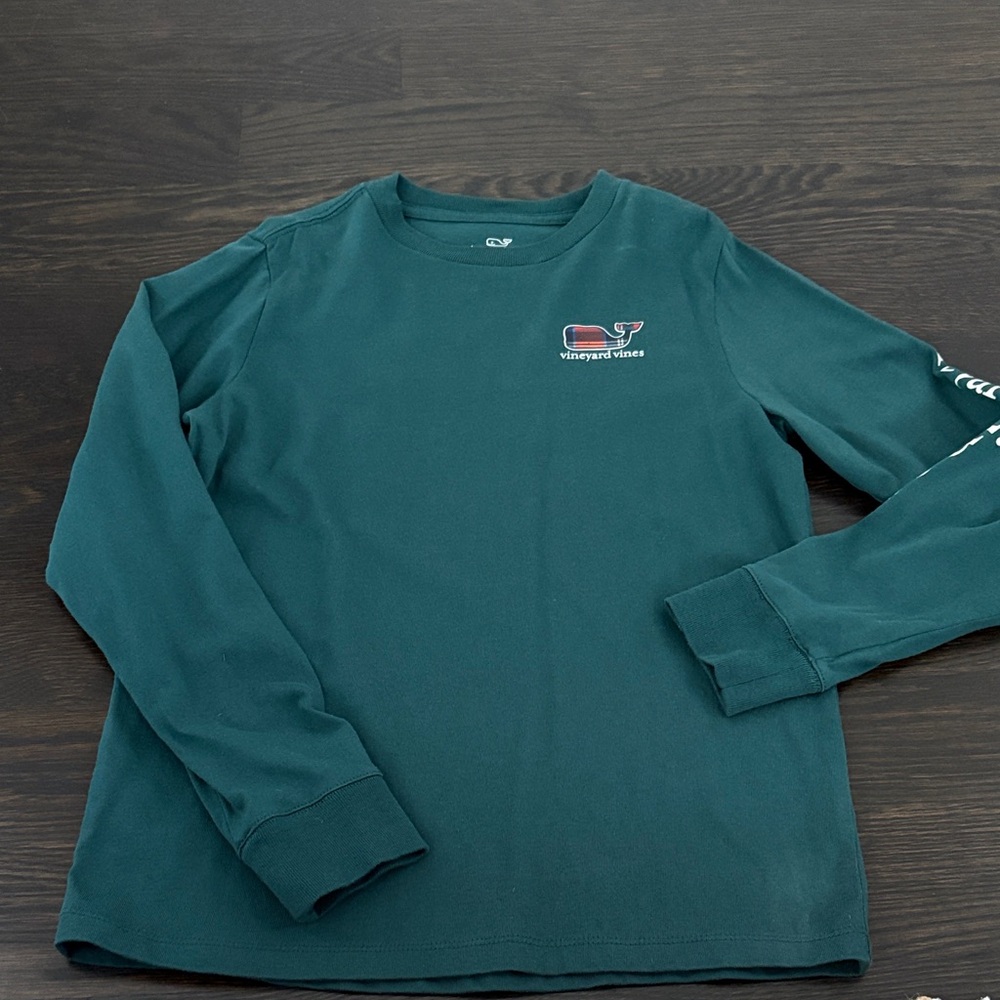 Vineyard Vines Boys Dark Green Logo Long Sleeve